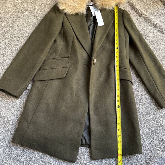 NWT Topshop Monica Faux Fur Collar Coat - Size US 2 - Picture 5 of 8